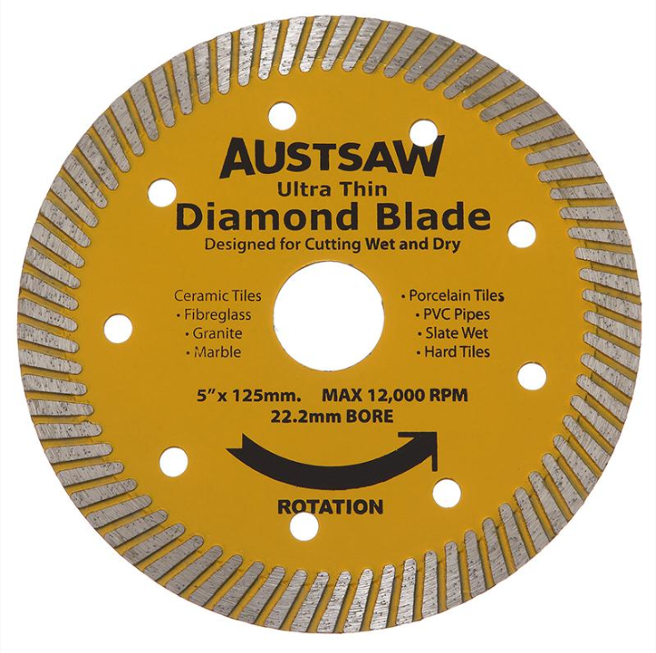 AUSTSAW 125MM ( 5IN) DIAMOND BLADE ULTRA THIN 22.2MM BORE ULTRA THIN